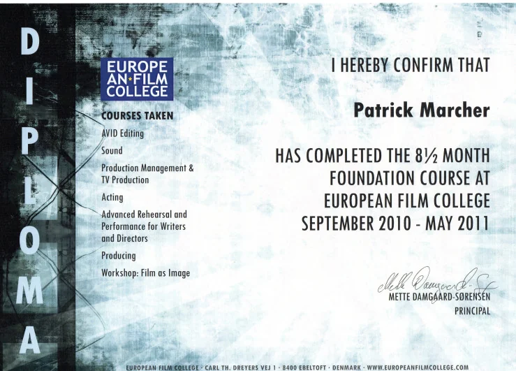 2010–2011 · European Film College — Foundation Course